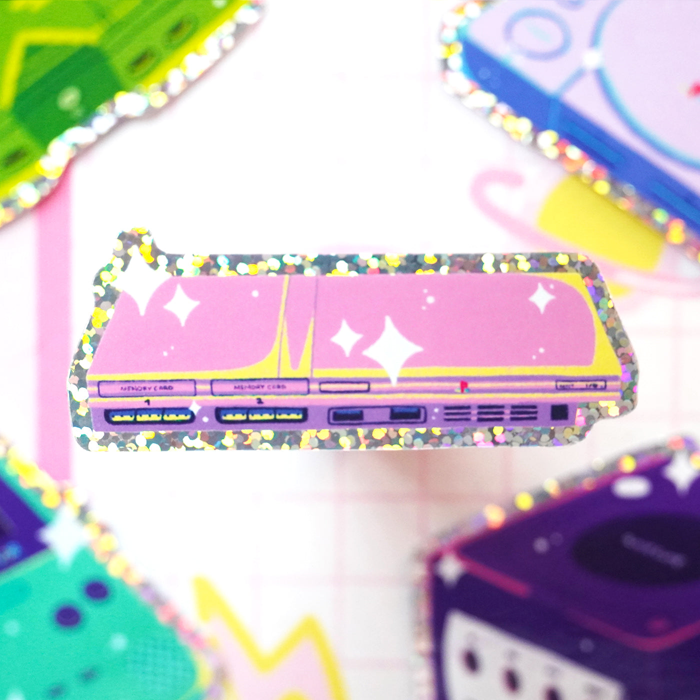 Nostalgic Consoles Glitter Vinyl Stickers