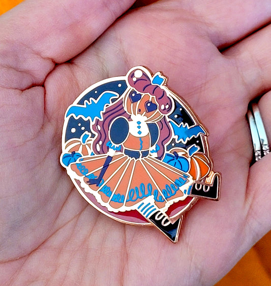 Pom Pumpkin Copper Enamel Pin