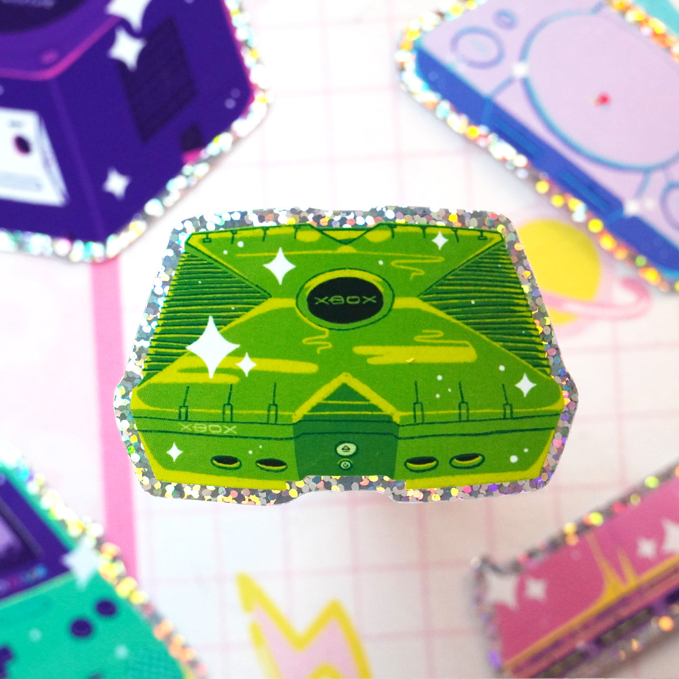 Nostalgic Consoles Glitter Vinyl Stickers