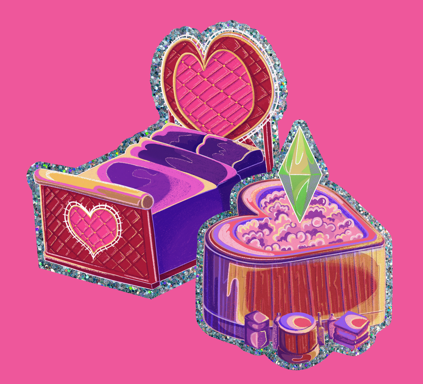 Sims Woohoo Glitter Vinyl Stickers