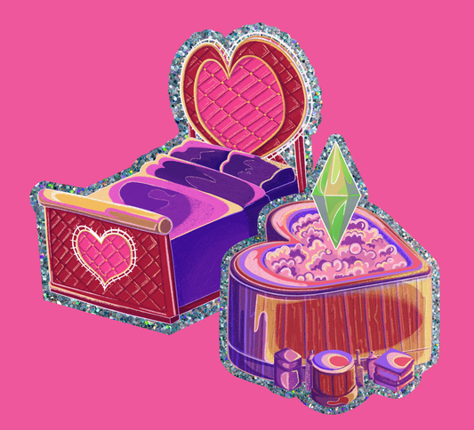 Sims Woohoo Glitter Vinyl Stickers