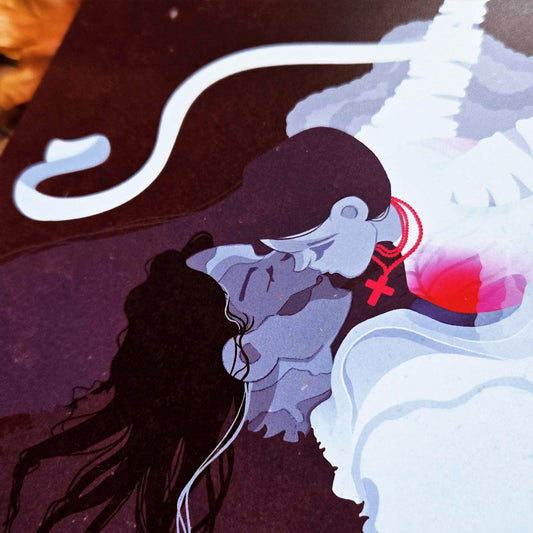 Frankenstein - The Creature and Elizabeth A4 Art Print