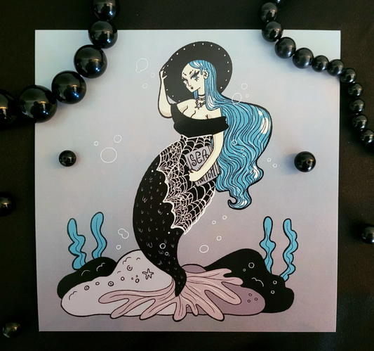 Gothic Witch Mermaid Art Print