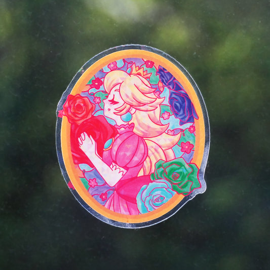 Princess Peach and Daisy Holographic Clear Sticker